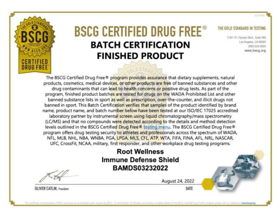 Root Immune Defense Shield Certification