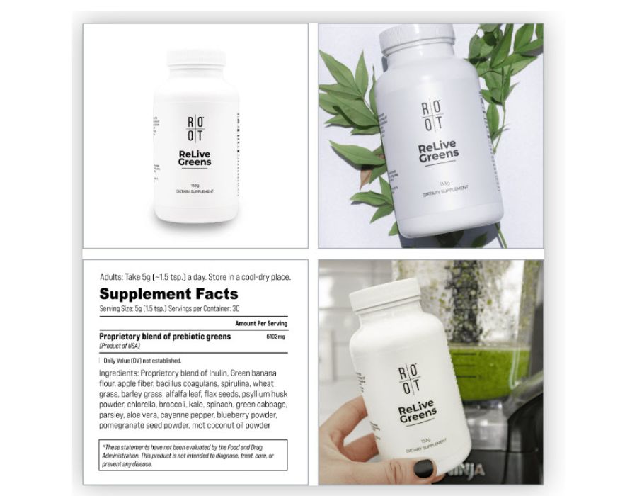 Root Relive Greens Supplement Facts